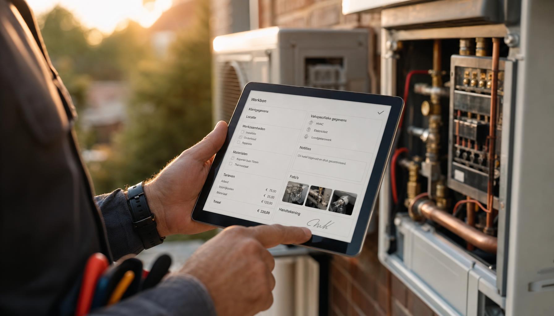Digitale werkbon app: wat moet erin staan voor HVAC, loodgieters en elektriciens